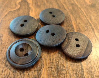 5 dunkelbraune Holzknöpfe mit 2 Löchern, 25 mm (1 Zoll) , Olivenholzknöpfe