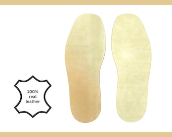 Veg tan natural leather sole pre-cuts for shoes / 4 mm - 5 mm