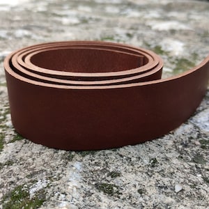 Thick brown veg tan italian leather strap, genuine full grain cow leather strip, 3.5mm thickness 130cm minimum length