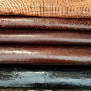 Embossed veg tan brown kangaroo hides, genuine italian textured leather crafting, vegetable tanned leather pieces for crafts