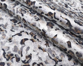 White silver metallic leopard printed soft leather sheets