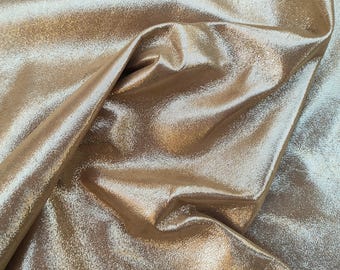 Gold metallic thin kangaroo hide, glitter veg tan soft leather fabric craft supply,  0.6-0.7 mm thick