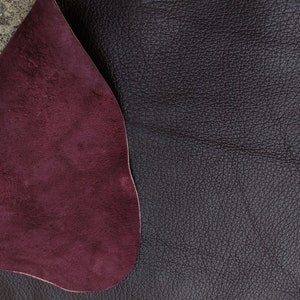 Vera pelle di cervo spessa color bordeaux scuro, morbida pelle intera pieno fiore, realizzata in Italia, artigianato fai da te