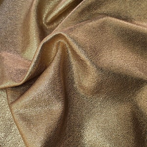 Gold metallic genuine leather sheet, luxury glitter fabric textured pieces, genuine italian supplies for crafts