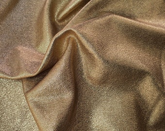 Gold metallic genuine leather sheet, luxury glitter fabric textured pieces, genuine italian supplies for crafts