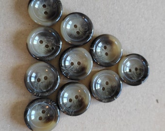 Runde Kunststoffknöpfe 23mm in schwarz und grau, 10 Stück