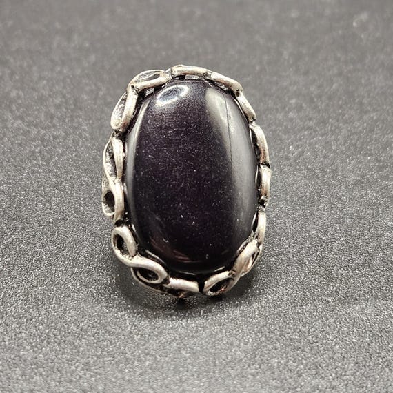 Vintage Silver Plated Statement Ring with Large O… - image 2