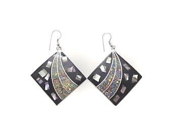 Large Inlay Earrings – Alpaca Mexico