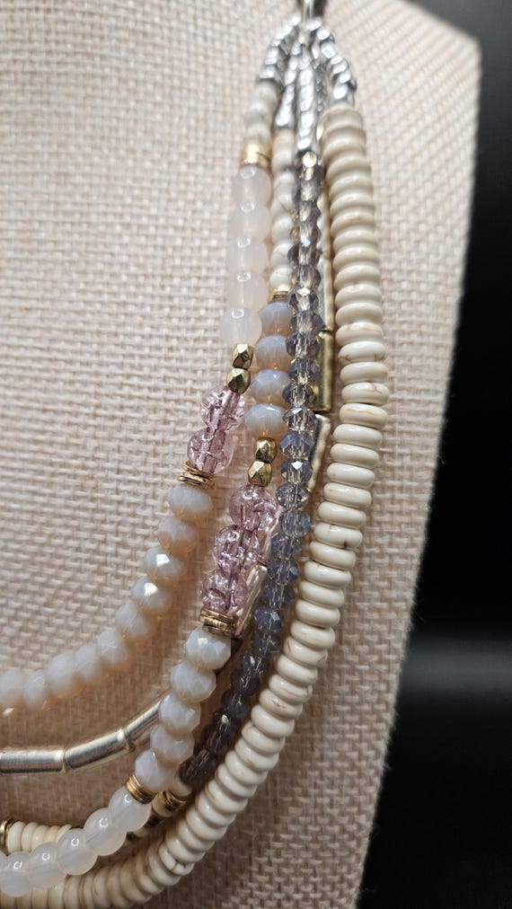 Multi-Strand Neutral Mixed-Bead Statement Necklace - image 2