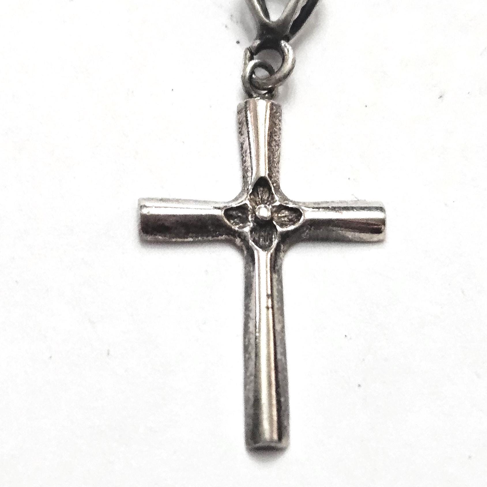 Sterling Silver Floral Cross Pendant - Etsy