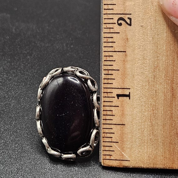 Vintage Silver Plated Statement Ring with Large O… - image 6