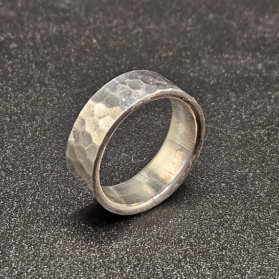 Vintage Silver Hammered Wide Bangle 925 シルバー バングル 平打 