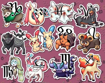 Pokémon Zodiac Astrology Themed Vinyl Weatherproof Sticker