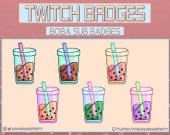Pixel Art Boba Sub Badges for Twitch/Discord/YouTube
