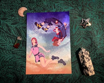 Sora and Kairi in Neverland Kingdom Hearts Art Print