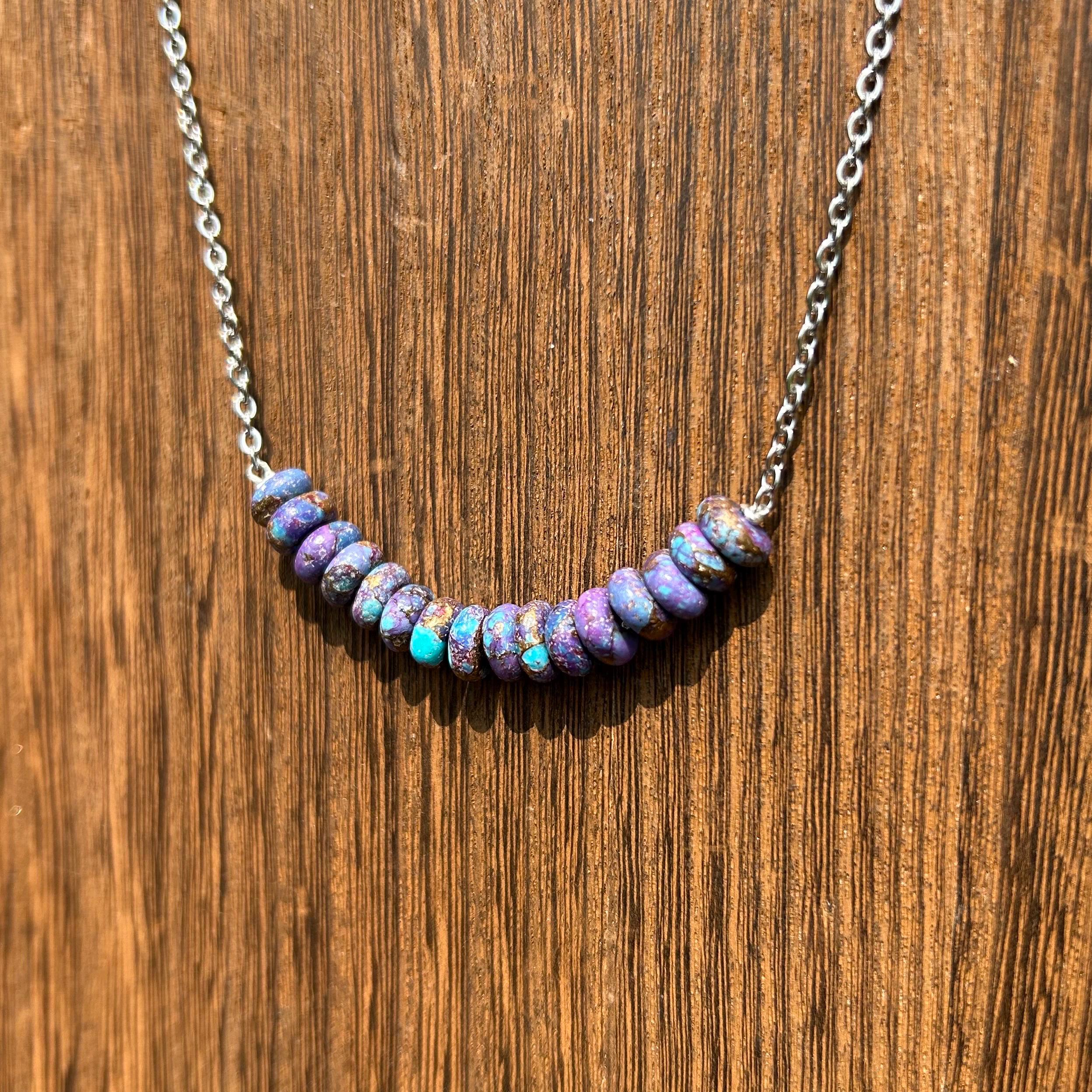 Purple and Turquoise Mojave Bar Necklace, Western Jewelry  display picture 3