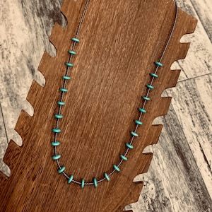 Blue Moon Necklace, Western Style, Turquoise accent, seed beads, long necklace, layering necklace
