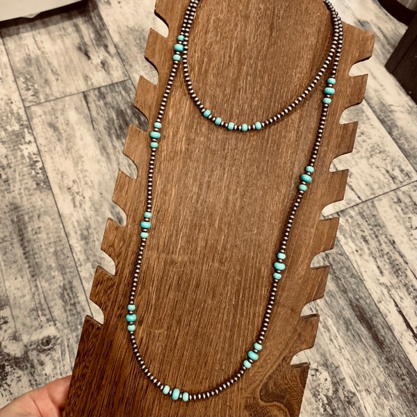 Western Necklace, Faux Navajo Pearls, Turquoise, Long Necklace, Choker, Stacked Necklaces, Set