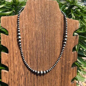 Echte Navajo Perlenkette, Sterlingsilber Perlen, westlicher Schmuck, Paperclip Kettenhalskette