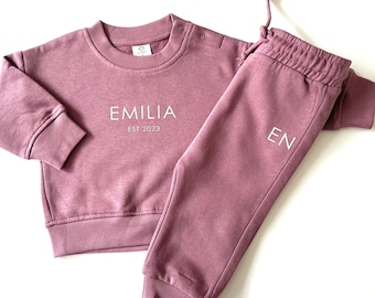 Autumn Baby Personalised Name EST sweater jumper tracksuit set