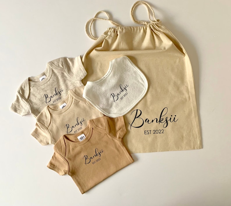 Personalised Baby Onesie Bib Gift Set image 1