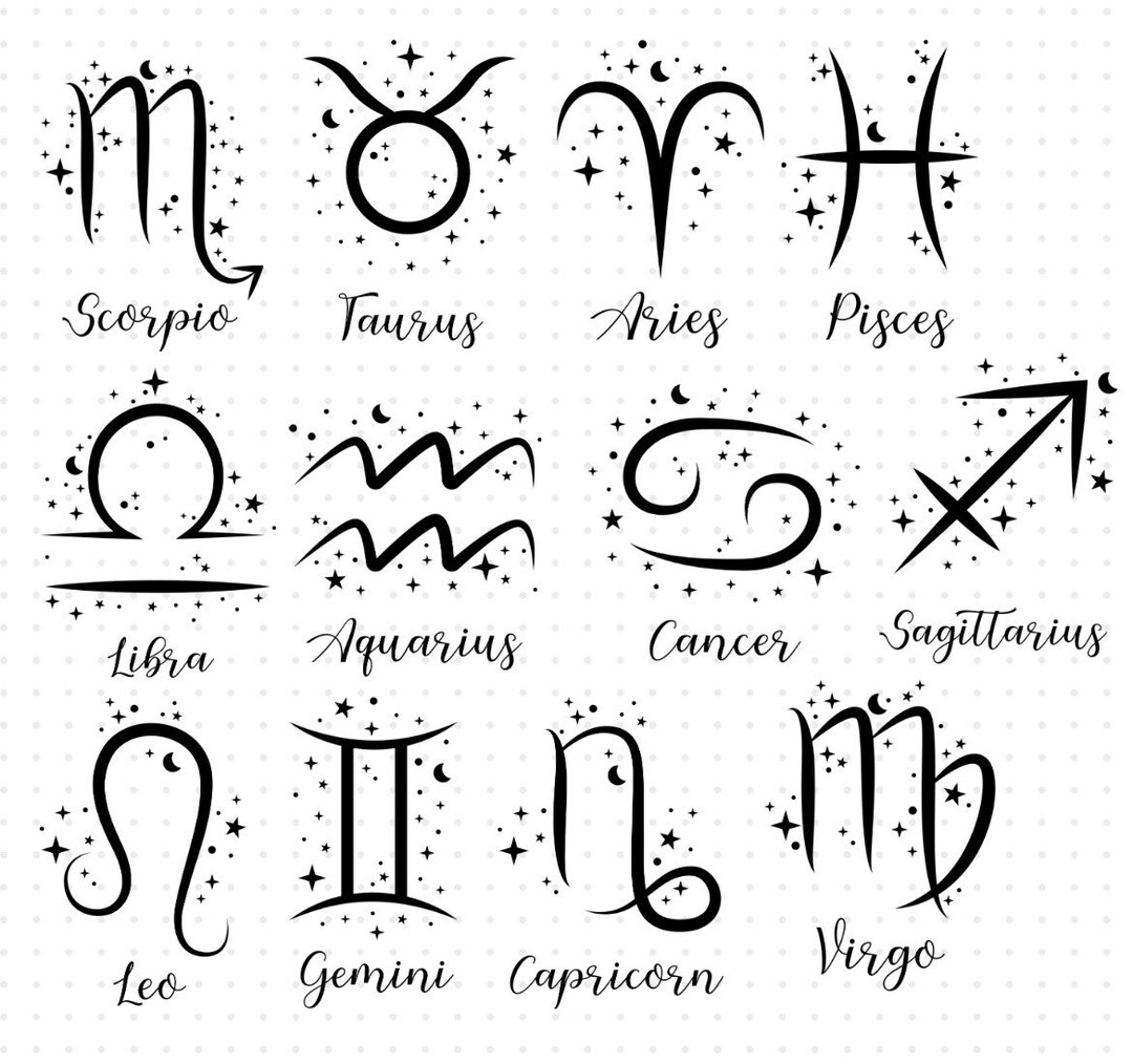 Zodiac Signs SVG Zodiac Sign PNG Zodiac Sign Cricut - Etsy