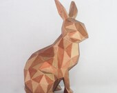 3D printed, hand painted rabbit model, bronze and gold.