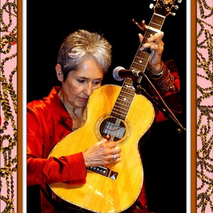 Vintage foto Joan Baez: 13 x 19 gearchiveerde kunstafdruk