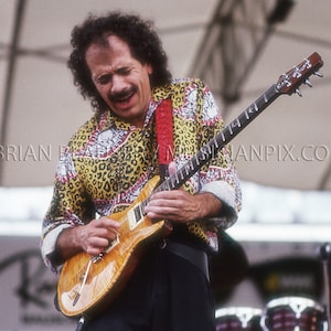 Carlos Santana Vintage Photo: Archival Print, 1989 Jazz Fest Concert New Orleans LA