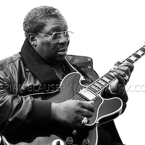 B.B. King Photo Contemporary Print of 1992 Vintage 35mm Negative Blues Music Legend Portrait Concert Poster Newport Music Hall Columbus Ohio
