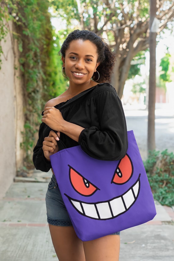 Gengar Large Purple Tote Bag Cloth Purse Tote Bag School Bag Pokemon Character Etsy