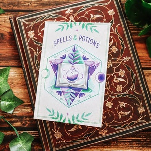 A6 Spells & Potions Mini Fantasy Notebook // DnD RPG notebook gift - magical herbology and sorcery journal