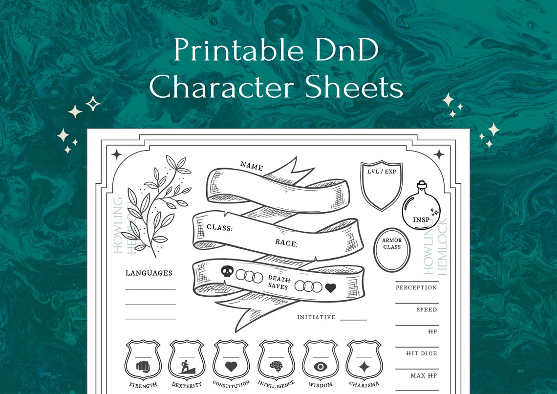 Dnd 5e Printable Character Sheet PDF // RPG Digital Download for ...