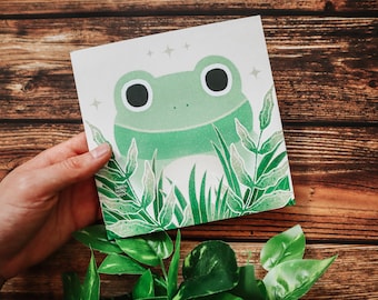 Green Tree Frog Mini Art Print // frog poster aesthetic room decor // frog aesthetic dorm decor // cute frog wall art // Australian wildlife