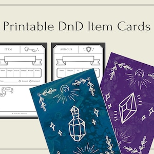 DnD 5e Printable Custom Item Cards // RPG Digital Download // Dungeons and Dragons Printable Template //  5e Equipment Item Cards