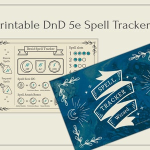 DnD Printable Spell Slot Trackers for DnD 5e // RPG Digital Download // Dungeons and Dragons Printable Template //  5e Spell Tracker