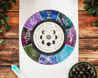 Wheel of the Year 2023 Print || Pagan, Wiccan, Celtic Fantasy, Witch Decor, Seasons, Magical Decorations, Altar, Astrological Calendar