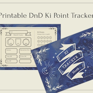 DnD Druckbarer Mönch Ki Punkte Tracker für DnD 5e // RPG Download // Druckbare Vorlage für Dungeons and Dragons // 5e Zauberspruch
