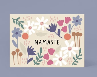 Karte / Yoga / Namaste / Blumen