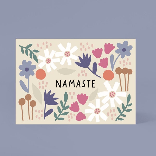 Karte / Yoga / Namaste / Blumen