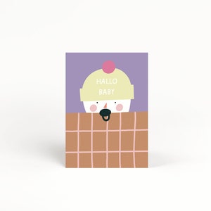 Postkarte - Hallo Baby (lila) / Geburt