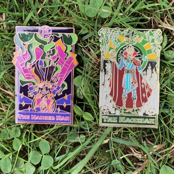 Doctor Strange Tarot Card Enamel Pins (The Magician and The Hanged Man)