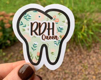 RDH Queen Sticker| Dental Sticker|Waterproof| Journals, Water bottles | Dentist| Dental Hygienist| Dental school| Dental Assistant| Teeth