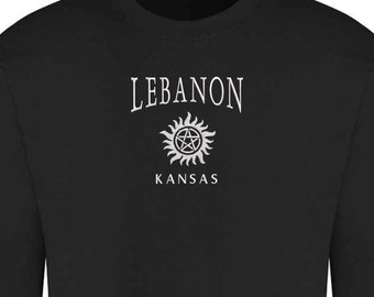 Supernatural Lebanon EMBROIDERED Sweatshirt Winchester Brothers Sam & Dean Embroidery Hooded Sweater Demon Hunter