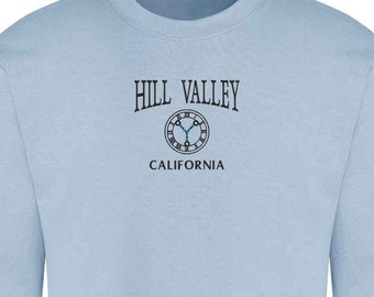 Back To The Future Hill Valley Movie Embroidered Sweatshirt Time Travel Geek 80s Sci marty mcfly