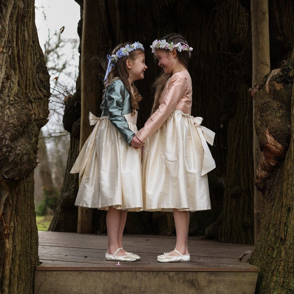 BOLERO Jacket Handmade bespoke Flower girl and Junior Bridesmaid in Silk or Taffeta