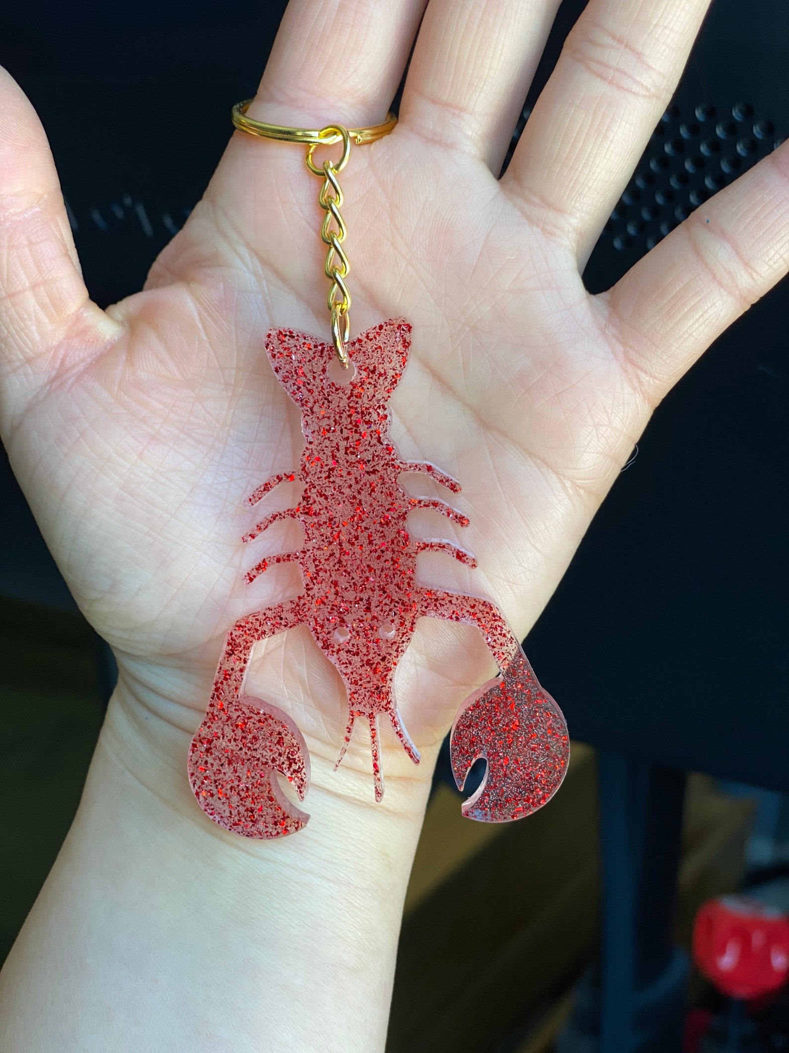 Handmade Lobster Keychain with Glitter Glitter Keychain Etsy