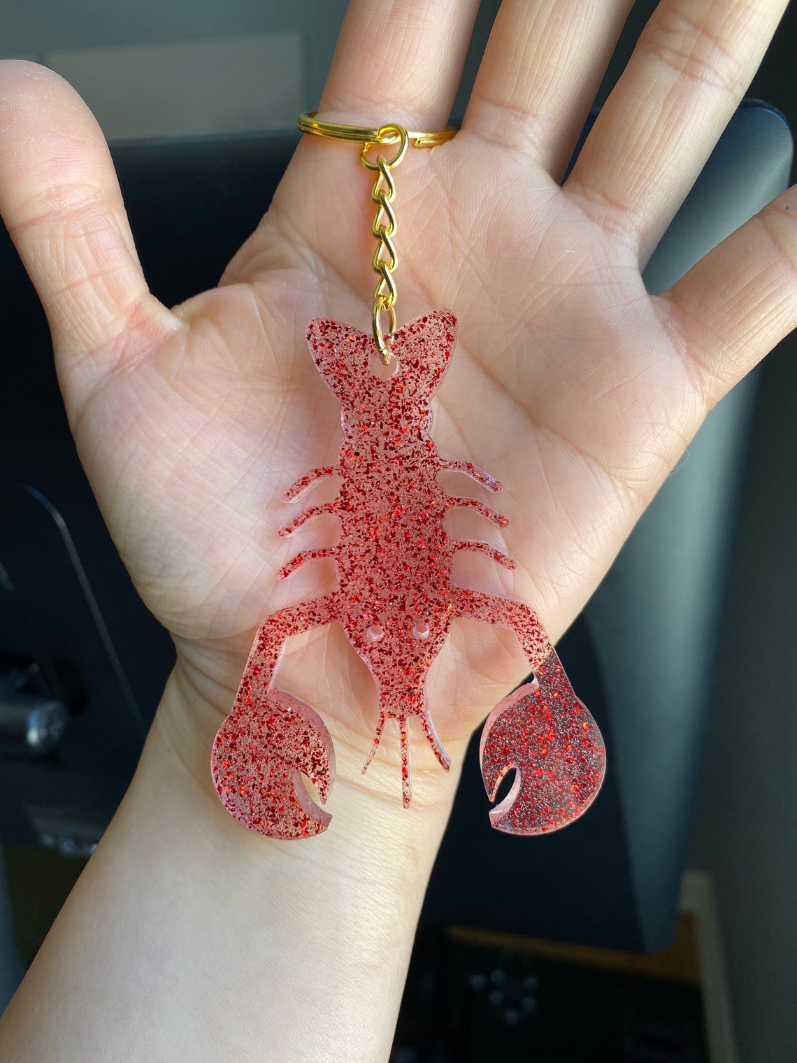 Handmade Lobster Keychain with Glitter Glitter Keychain Etsy