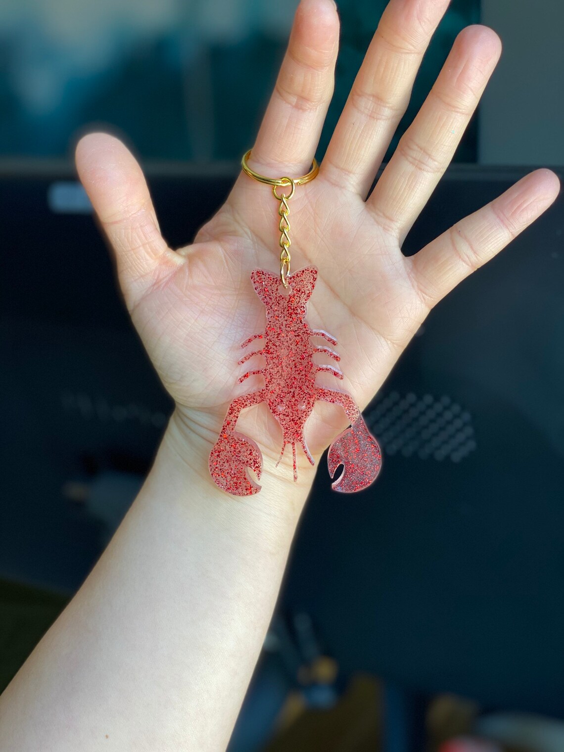 Handmade Lobster Keychain with Glitter Glitter Keychain Etsy