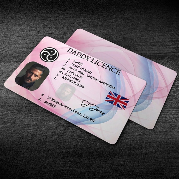 Personalised Metal Daddy ID Licence - Perfect for Daddies of  Little Ones, Brats and Age Play and Submissives